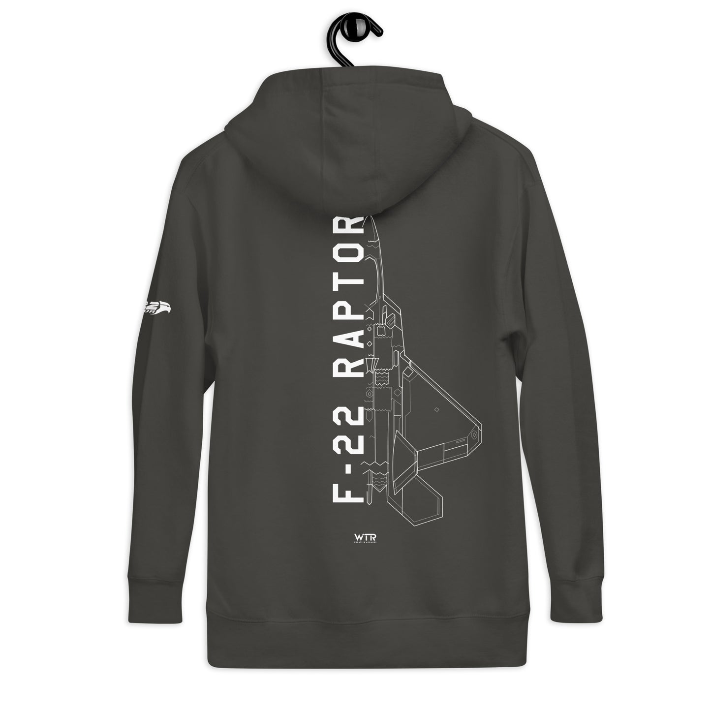 LOCKHEED MARTIN F-22 RAPTOR SCHEMATIC — hand-drawn UNISEX HOODIE artwork.