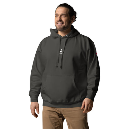 Hand-drawn schematic of the Mitsubishi F-15DJ Eagle Aggressor Minokasago Lionfish camouflage livery printed on a unisex hoodie.