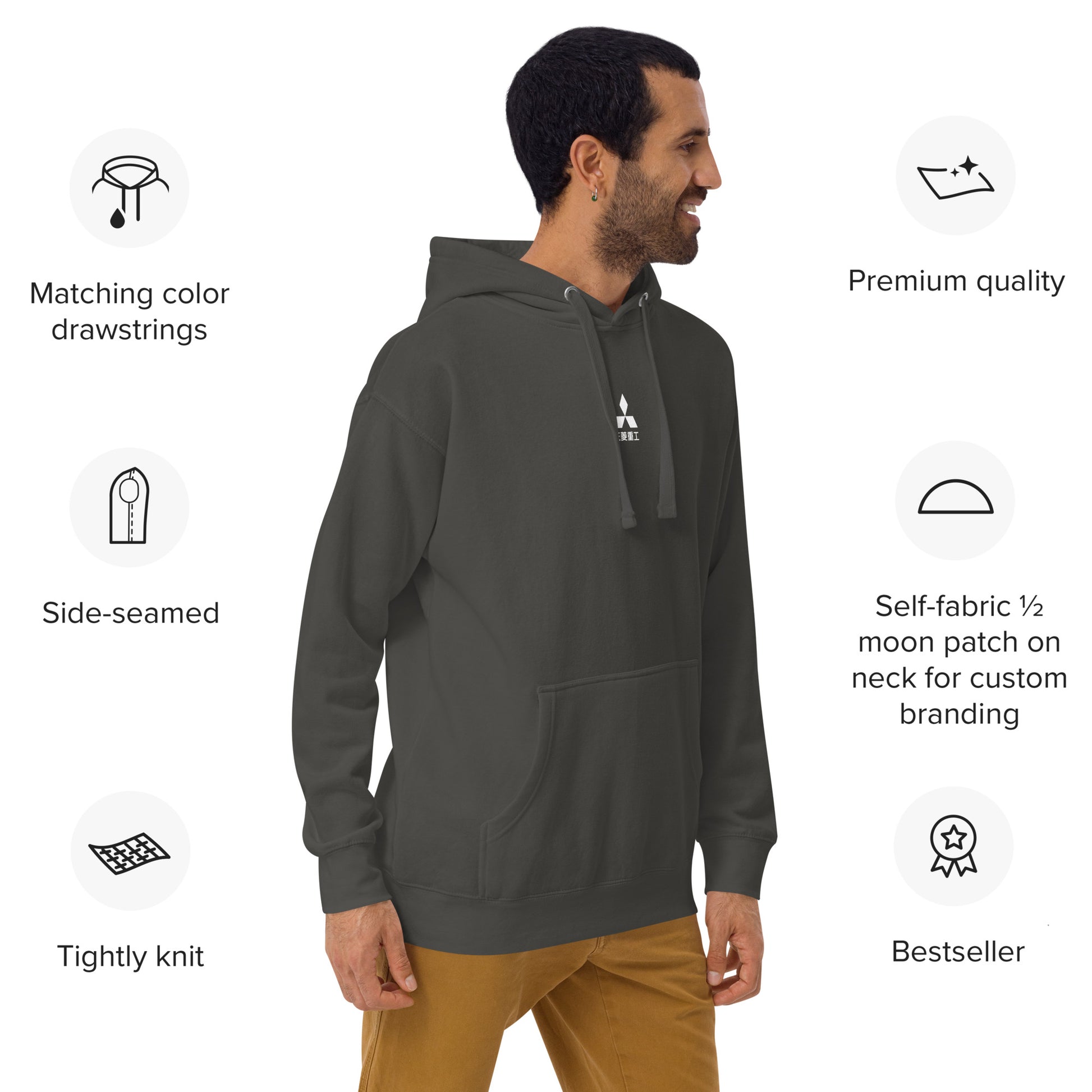 Hand-drawn schematic of the Mitsubishi F-2A Viper Zero in Maritime Blue Camouflage livery printed on a comfortable unisex hoodie.