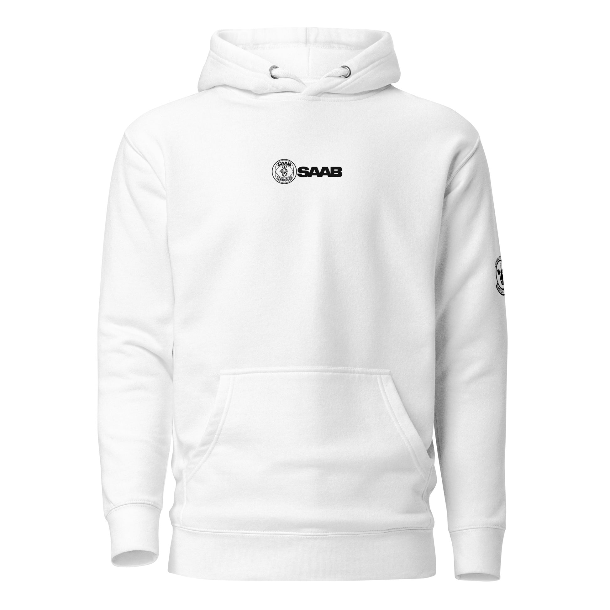 Hand-drawn schematic of the SAAB JAS 39 GRIPEN printed on a unisex hoodie.