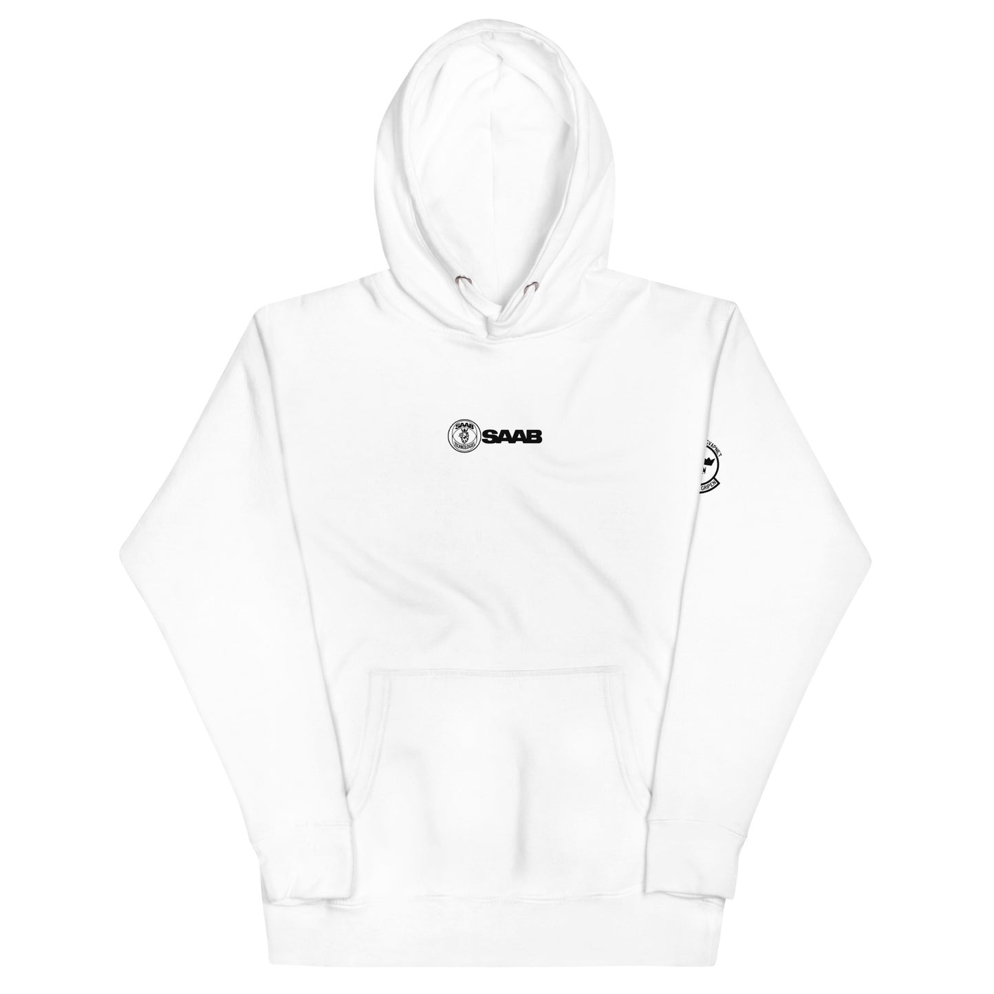 Hand-drawn schematic of the SAAB JAS 39 GRIPEN printed on a unisex hoodie.