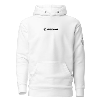 Hand-drawn schematic of the BOEING AH-64E APACHE GUARDIAN printed on a unisex hoodie.