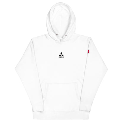 Hand-drawn technical schematic of the Mitsubishi F-15J Eagle JSDAF Aggressor camouflage livery printed on a unisex hoodie.