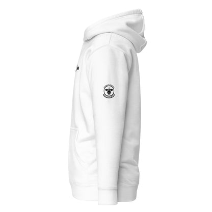 Hand-drawn schematic of the SAAB JAS 39 GRIPEN printed on a unisex hoodie.