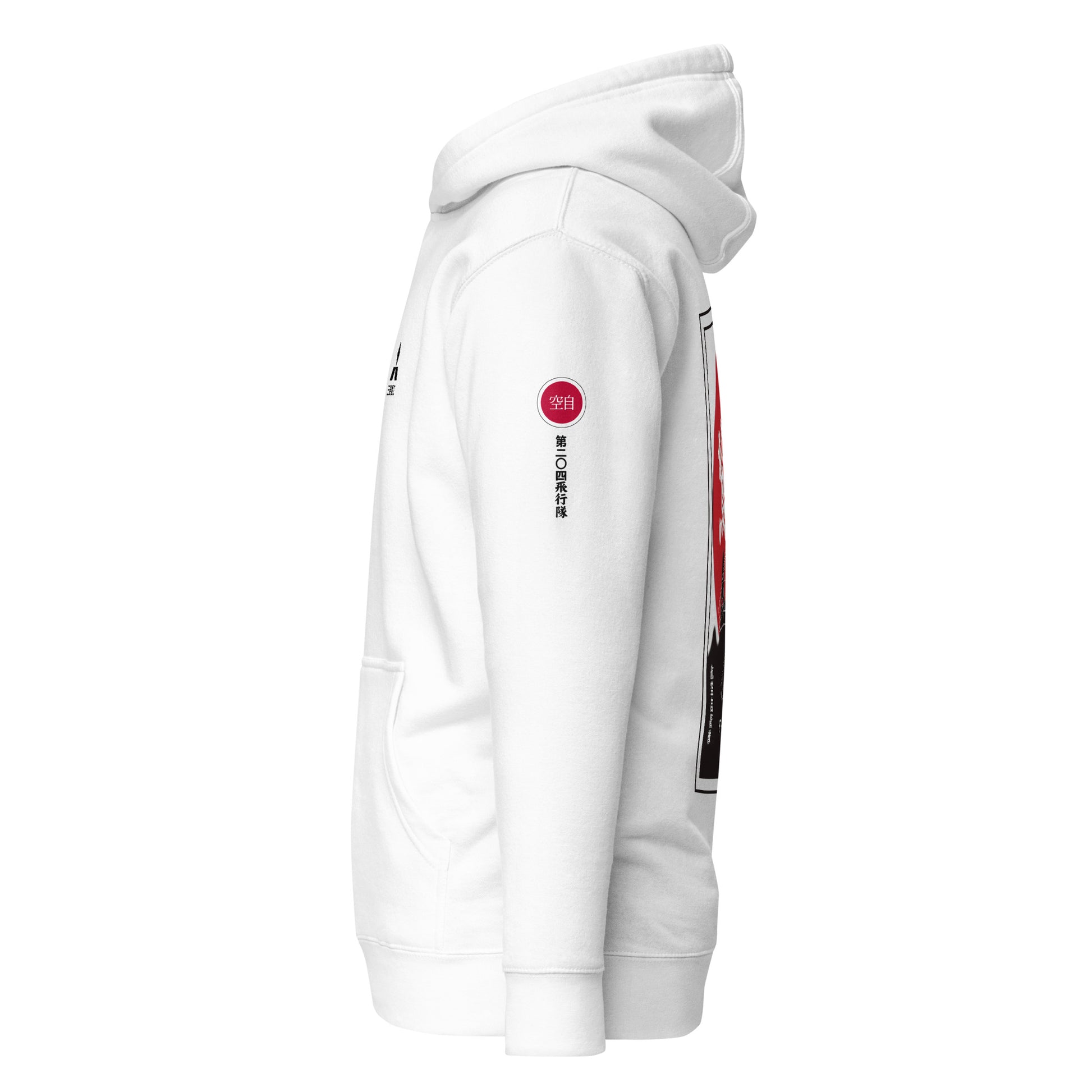 Hand-drawn schematic of the Mitsubishi F-15J Eagle 204th Tactical Fighter Squadron 2024 Churashima Air Fiesta livery on a hoodie.