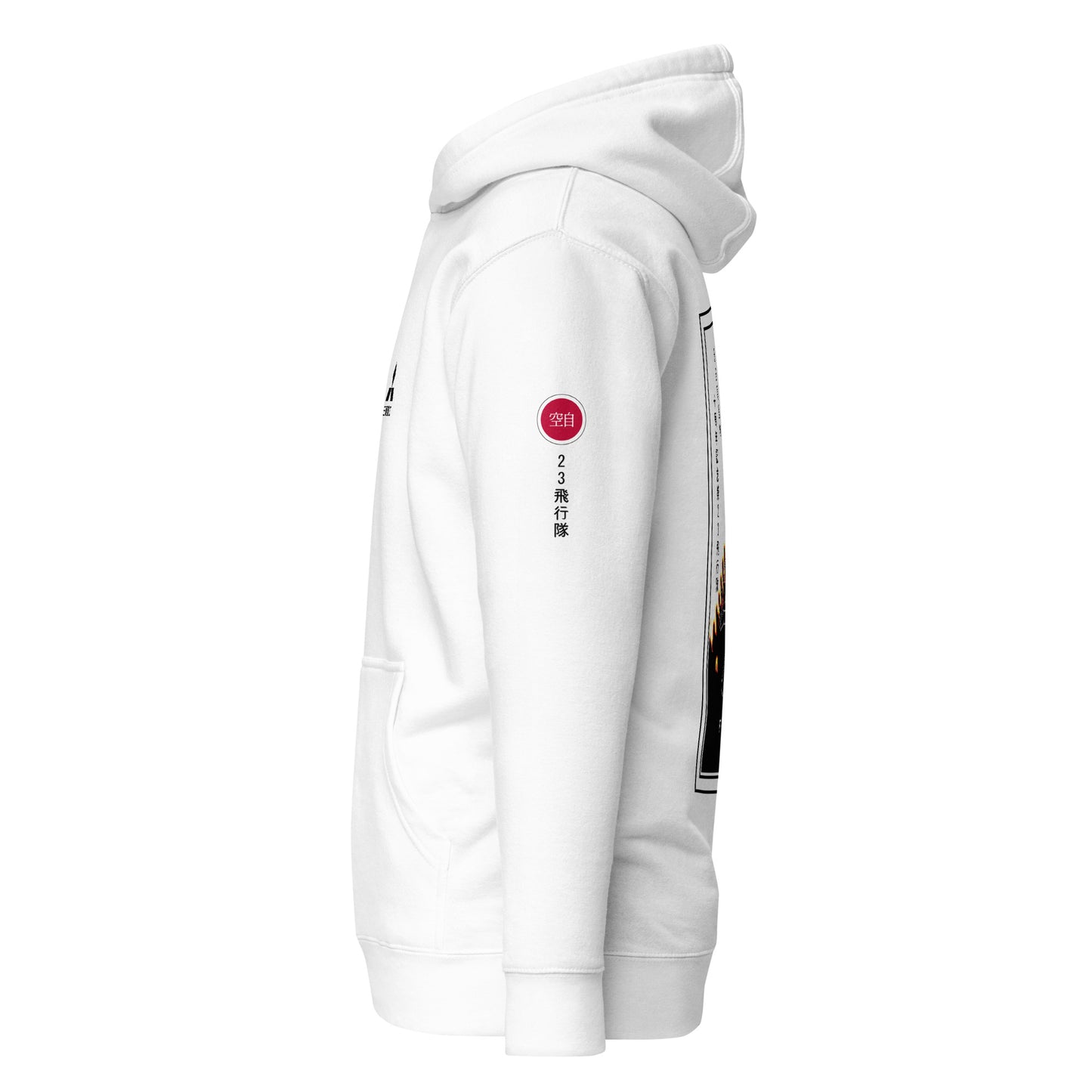 Hand-drawn schematic of the Mitsubishi F-15DJ Eagle 23rd Fighter Squadron 10th Anniversary Flame Edition livery on a unisex hoodie.