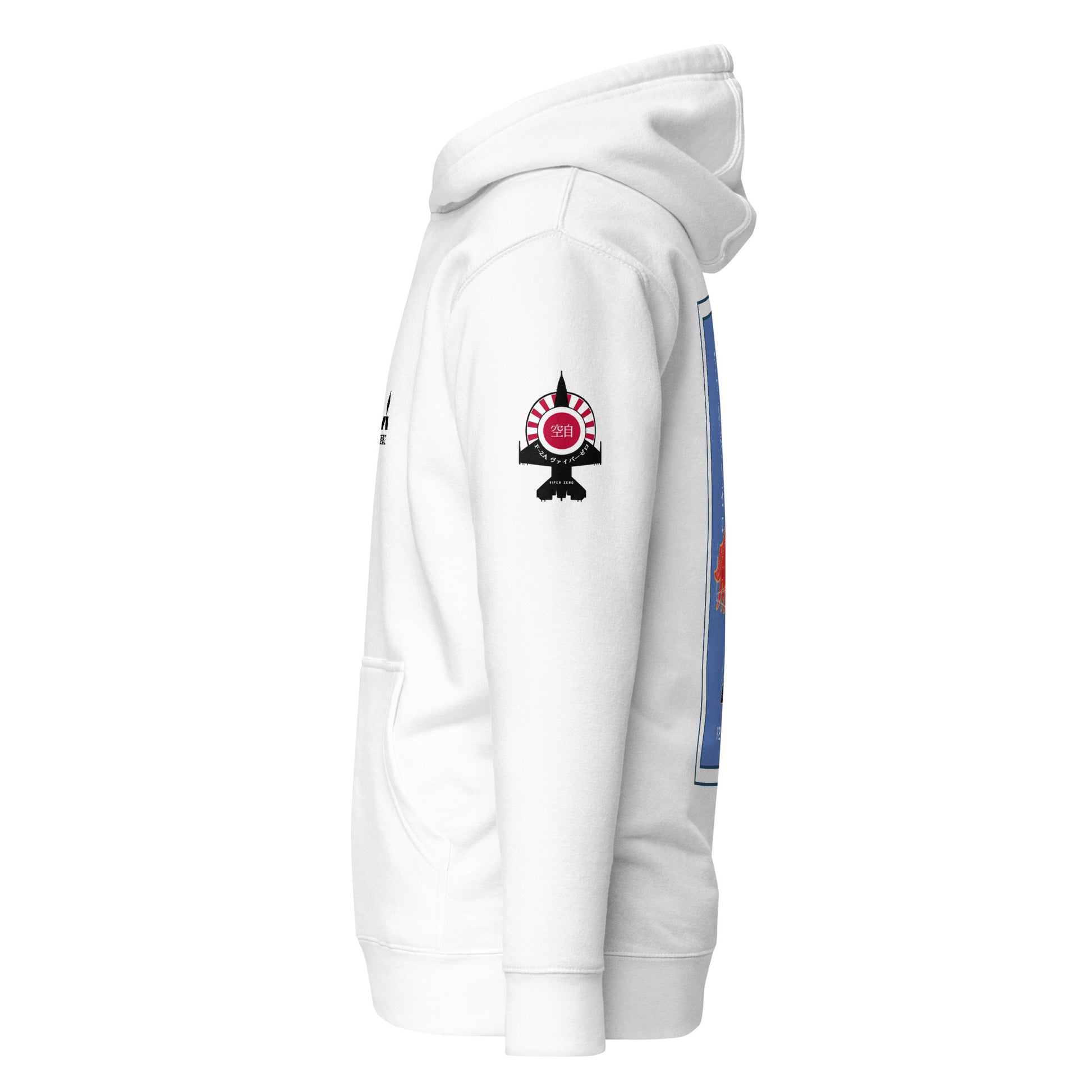 Hand-drawn schematic of the Mitsubishi F-2A Viper Zero Yatagarasu 60th Anniversary 6th Fighter Squadron livery on a unisex hoodie.