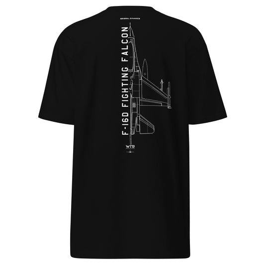 General Dynamics F-16D Fighting Falcon Block 52 Hand-Drawn Black T-Shirt