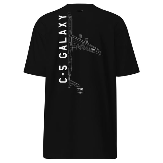 Lockheed Martin C-5 Galaxy Hand-Drawn Black T-Shirt