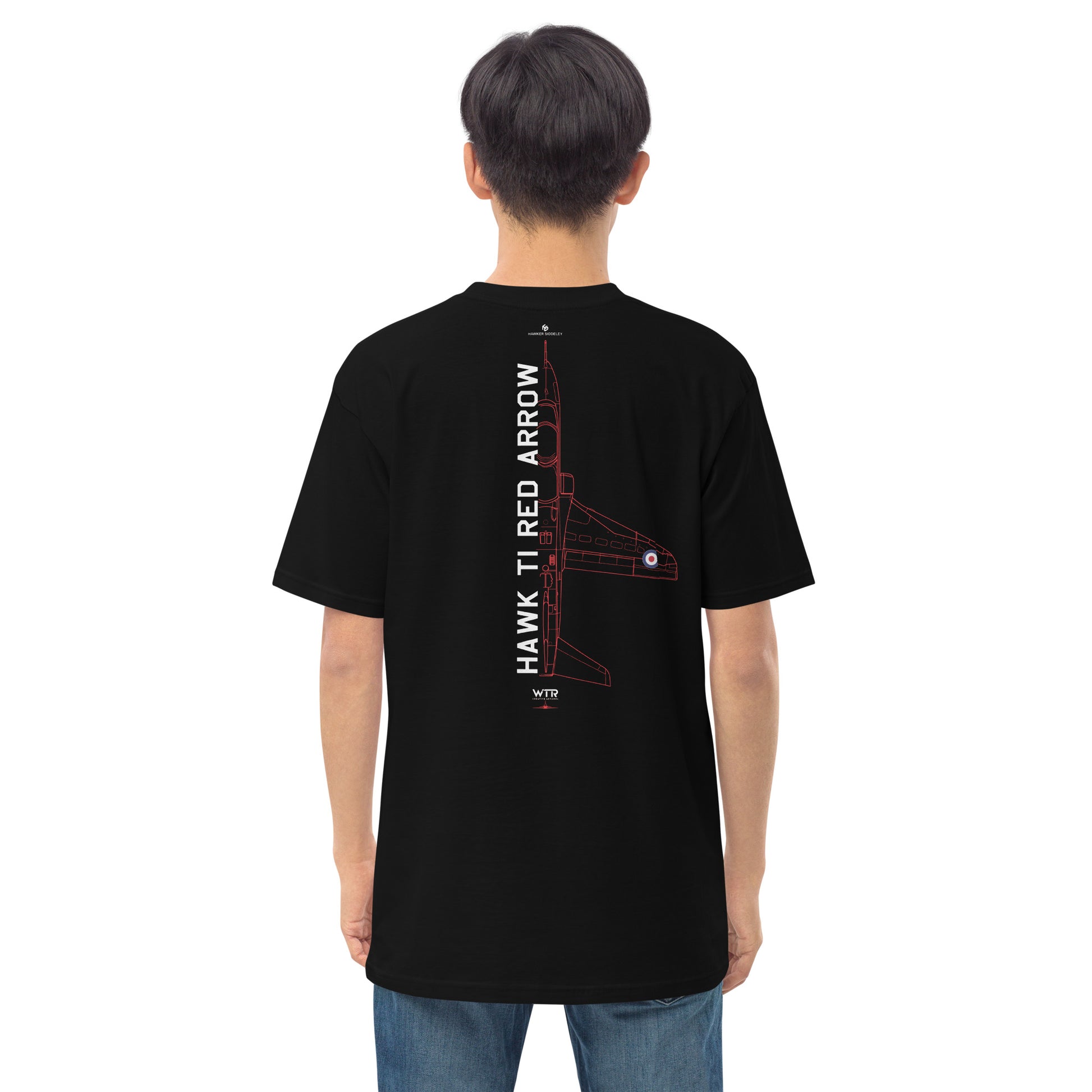 BAE Hawk T1 Red Arrows Hand-Drawn Black T-Shirt