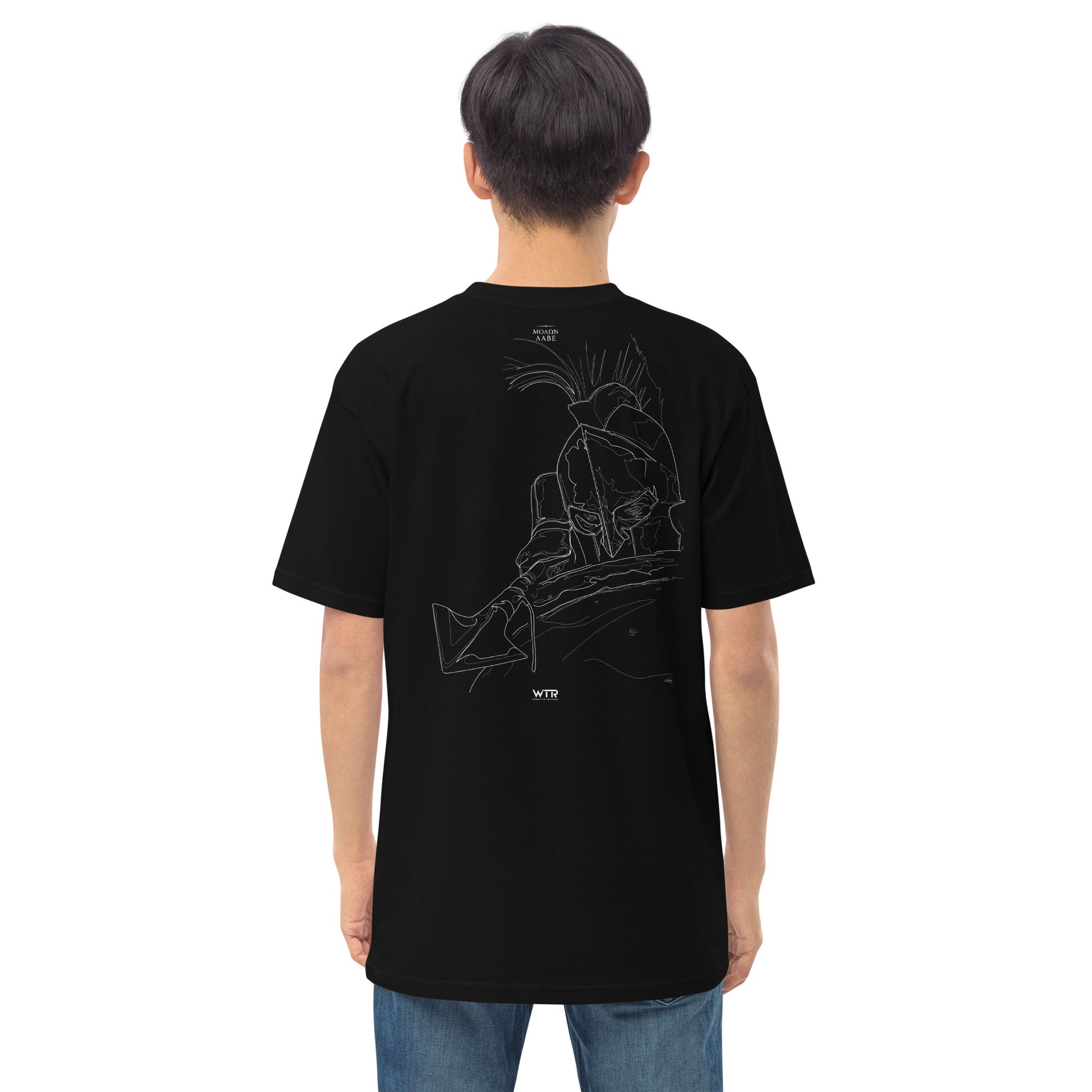 Spartan Warrior Come and Get Them Leonidas Hand-Drawn Black T-Shirt