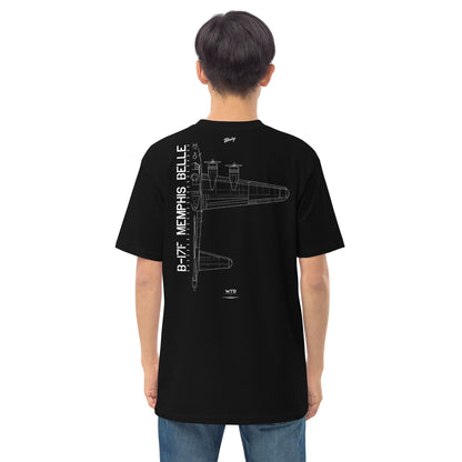 Boeing B-17F Flying Fortress Memphis Belle Edition Hand-Drawn Black T-Shirt
