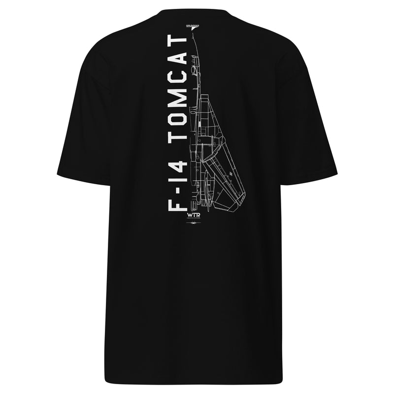 Grumman F-14 Tomcat US Navy Hand-Drawn Black T-Shirt