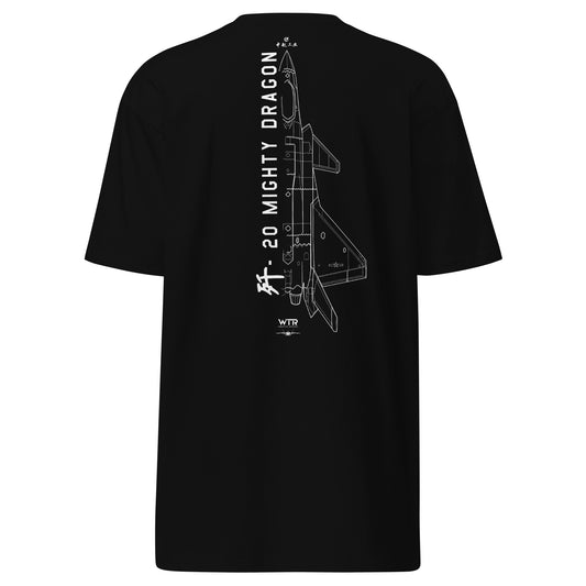 Chengdu J-20 Mighty Dragon Hand-Drawn Black T-Shirt