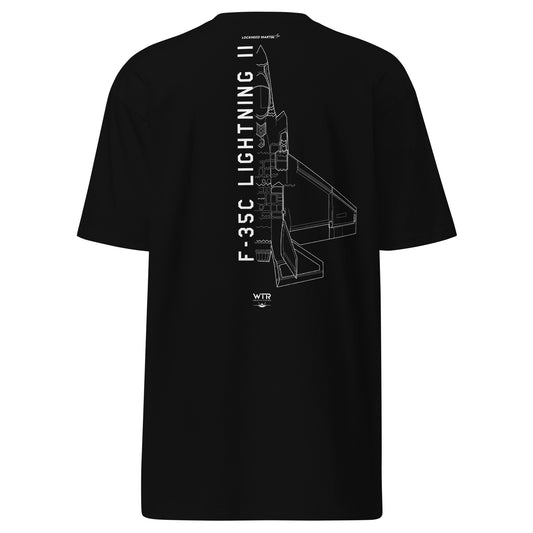 Lockheed Martin F-35C Lightning II CATOBAR Hand-Drawn Black T-Shirt