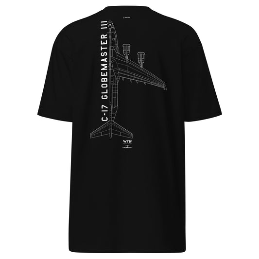 Boeing C-17 Globemaster III 'Moose' Hand-Drawn Black T-Shirt