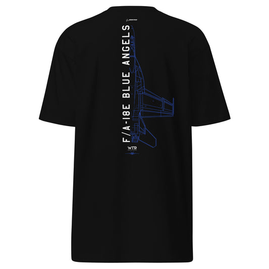 Boeing F/A-18E Super Hornet Blue Angels Edition Hand-Drawn Black T-Shirt