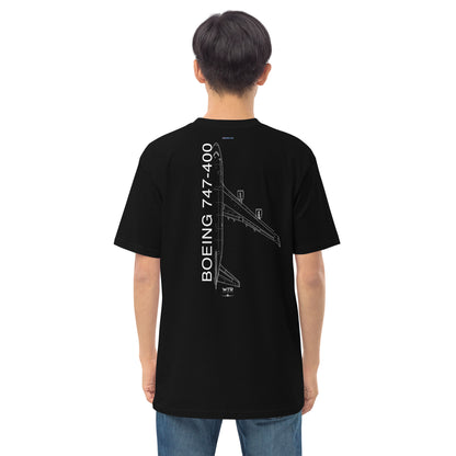 Boeing 747-400 Air France Variant Hand-Drawn Black T-Shirt