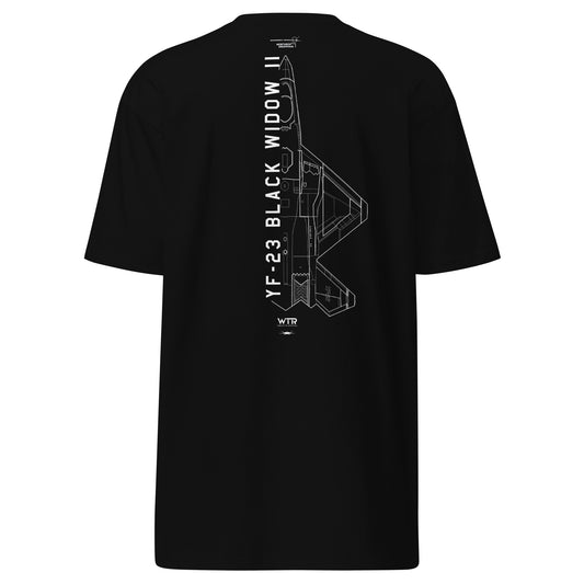 Northrop YF-23 Black Widow II Stealth Fighter Hand-Drawn Black T-Shirt