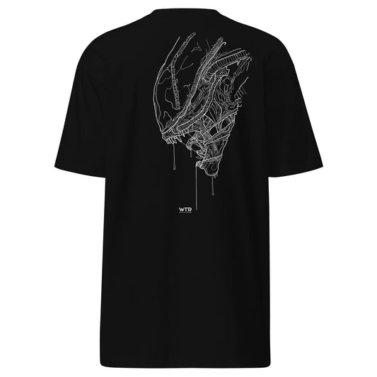 Alien Xenomorph Hand-Drawn Profile Heavyweight Black T-Shirt