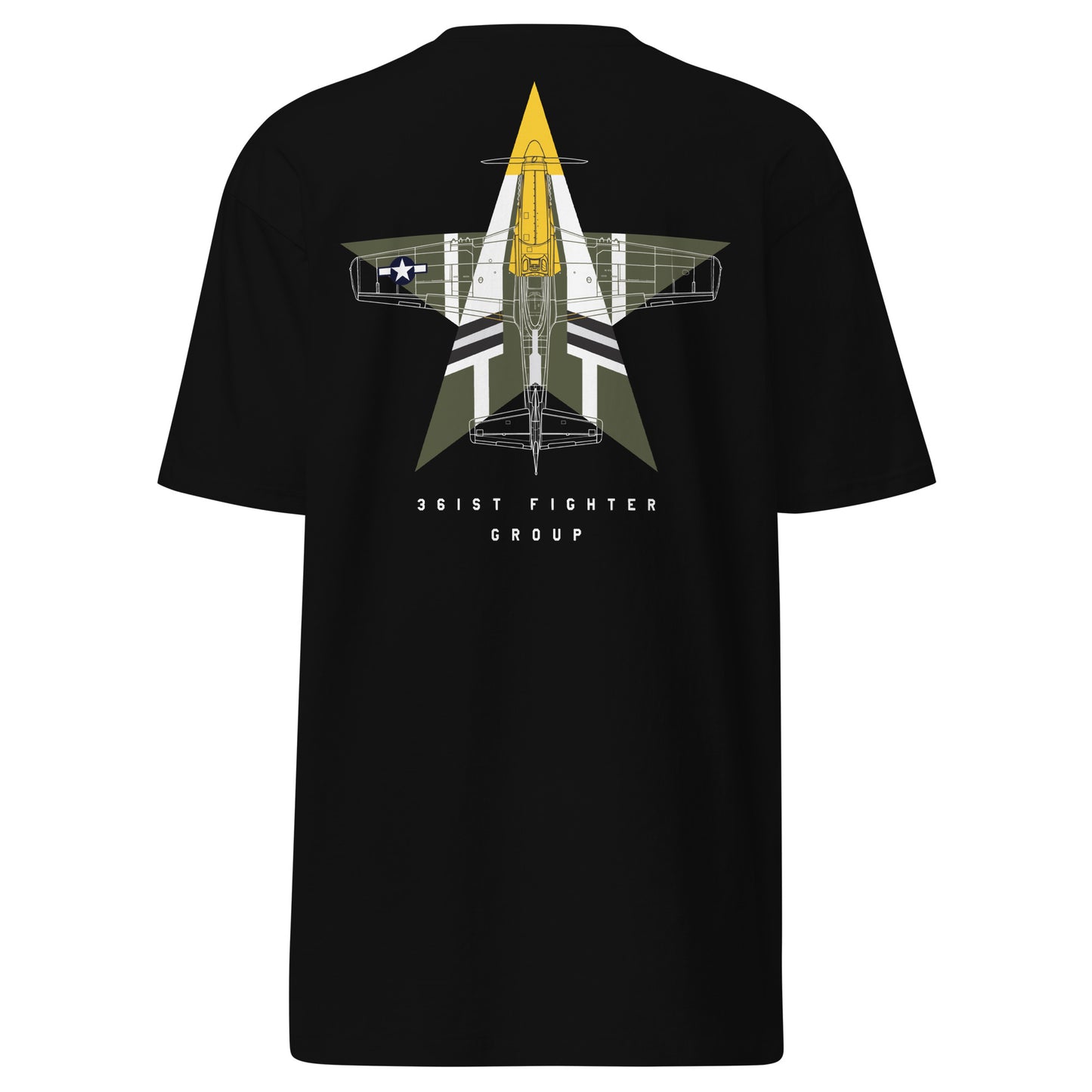 NORTH AMERICAN P-51D MUSTANG - 'FEROCIOUS FRANKIE' — hand-drawn artwork printed on premium T-shirt.