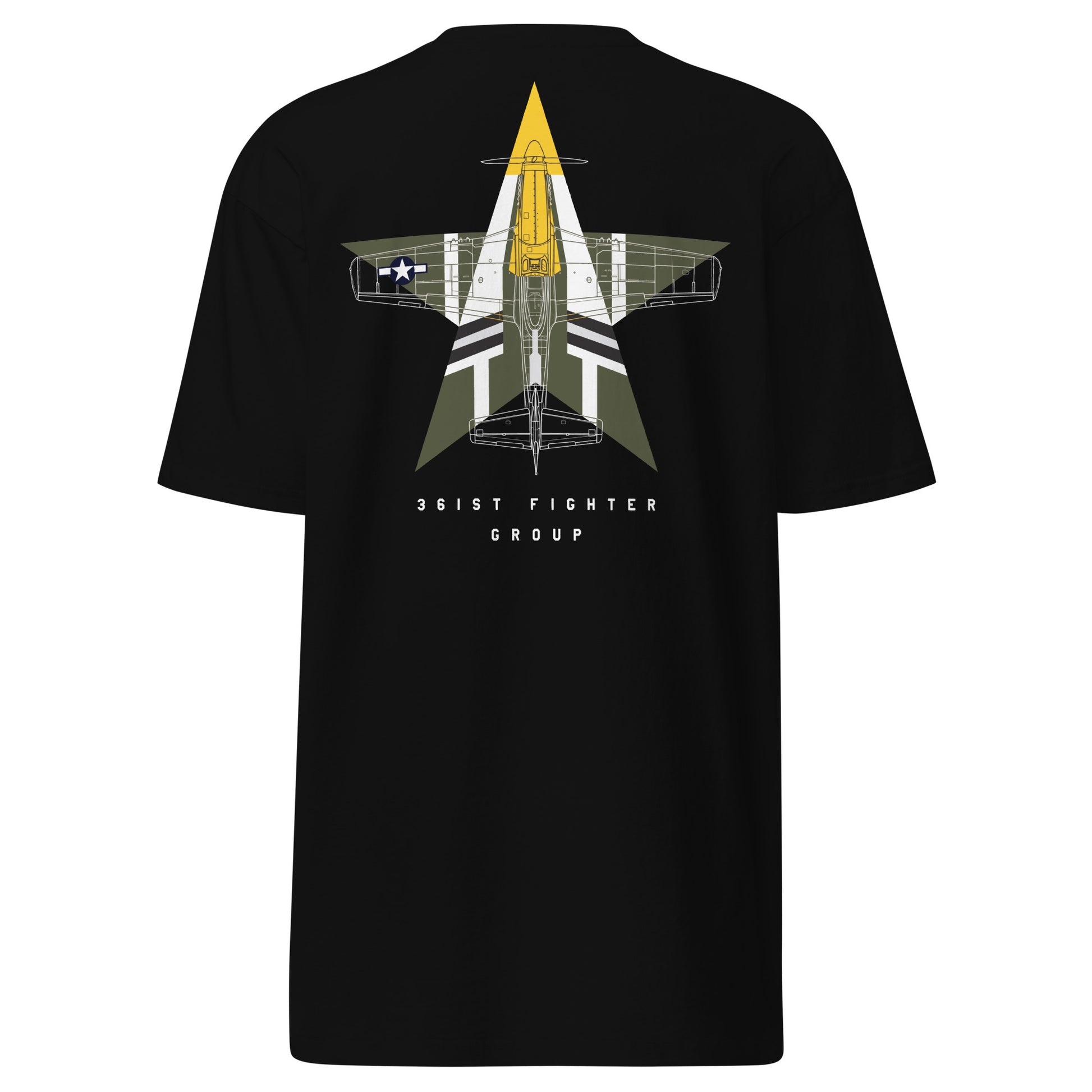 NORTH AMERICAN P-51D MUSTANG - 'FEROCIOUS FRANKIE' — hand-drawn artwork printed on premium T-shirt.