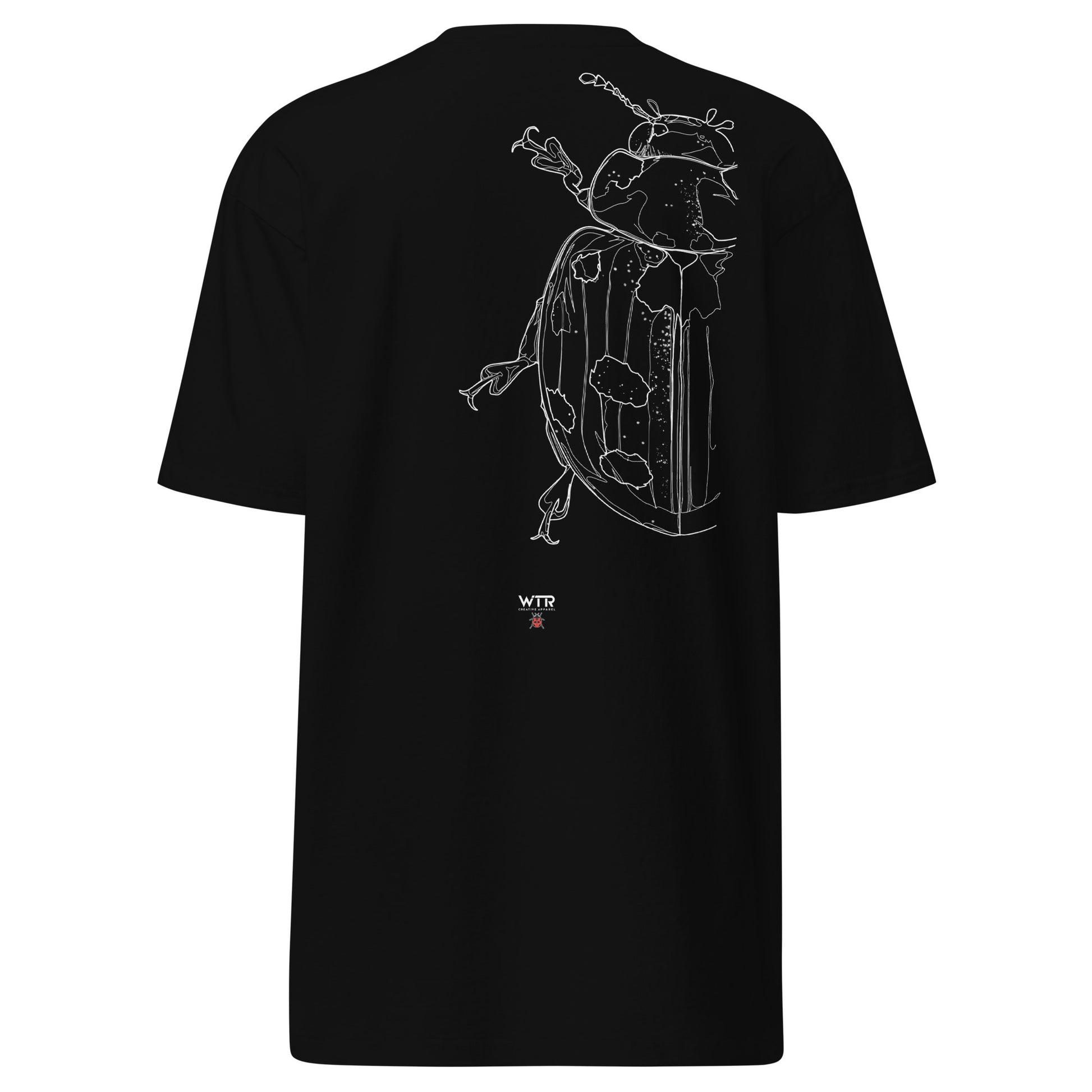 Hand-drawn schematic of the COCCINELLA SEPTEMPUNCTATA LADYBIRD printed on a heavyweight T-shirt.