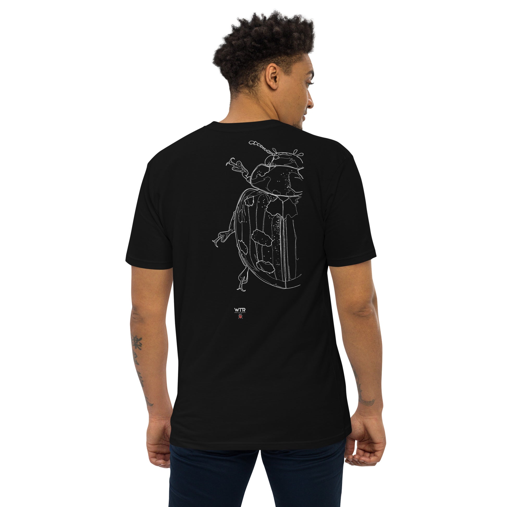 Hand-drawn schematic of the COCCINELLA SEPTEMPUNCTATA LADYBIRD printed on a heavyweight T-shirt.