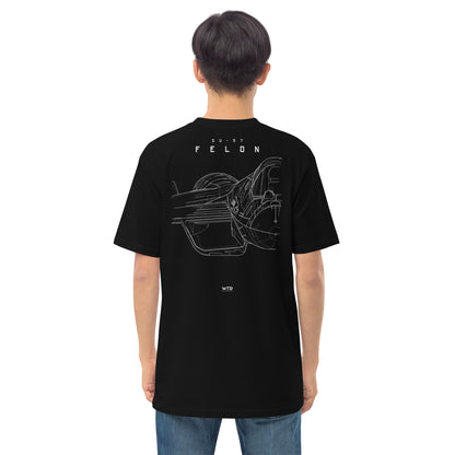 Hand-drawn front nose canopy study of the Sukhoi Su-57 Felon printed on a premium t-shirt.