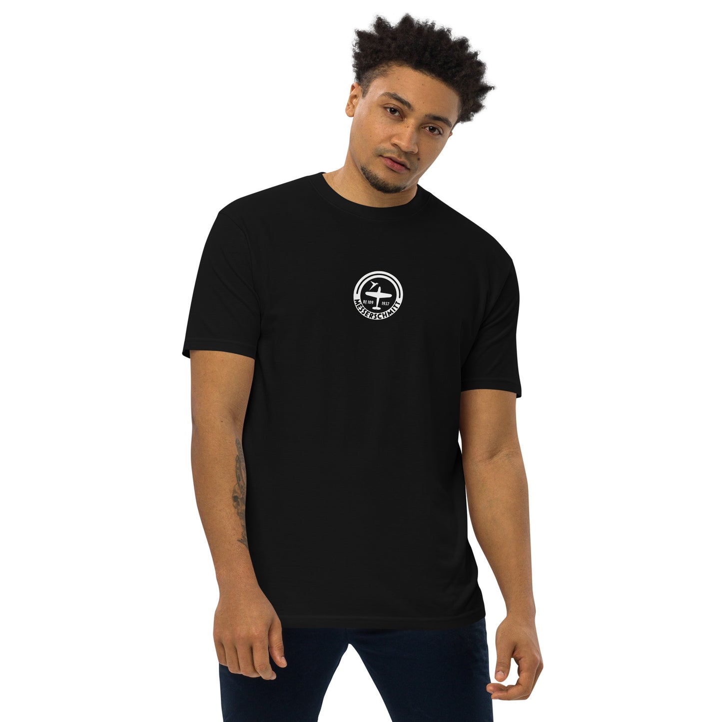 Messerschmitt BF-109 Hand-Drawn Black T-Shirt