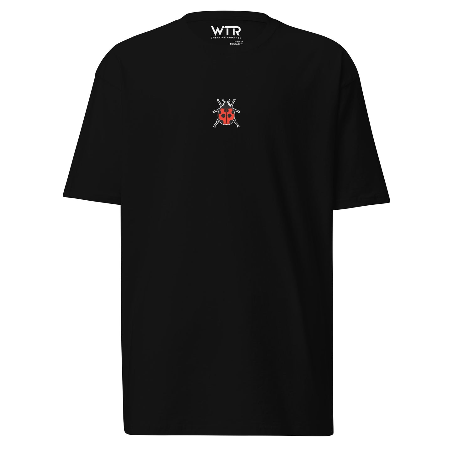Coccinella septempunctata Ladybird Hand-Drawn Schematic Black T-Shirt