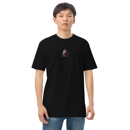 Hand-drawn crewed lunar mission schematic of the NASA Artemis II printed on a premium t-shirt.