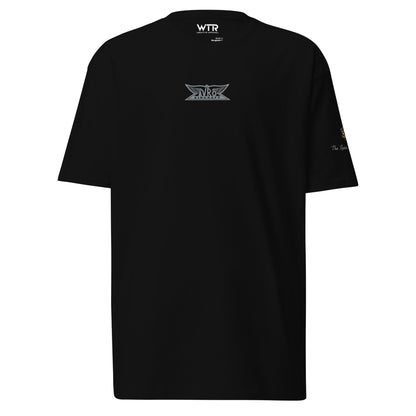 Hand-drawn technical camouflage study of the Avro Vulcan B.2 XH558 strategic bomber printed on a premium t-shirt.