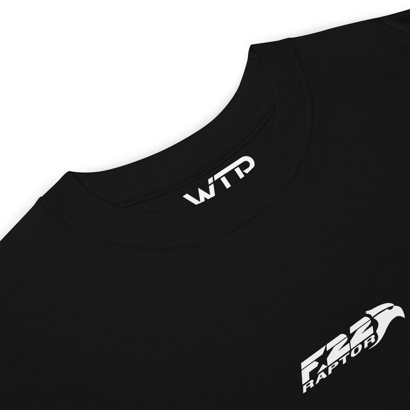 LOCKHEED MARTIN F-22 RAPTOR — hand-drawn HEAVYWEIGHT artwork printed on premium T-shirt.