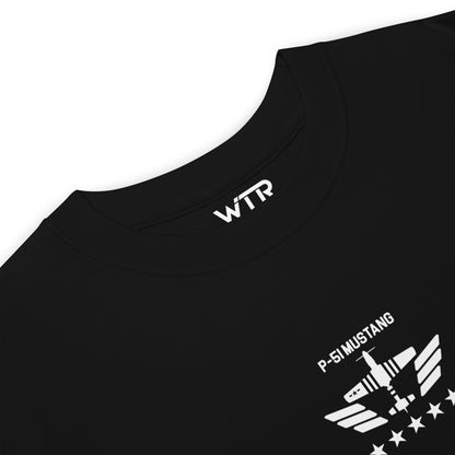 North American P-51D Mustang Hand-Drawn Black T-Shirt
