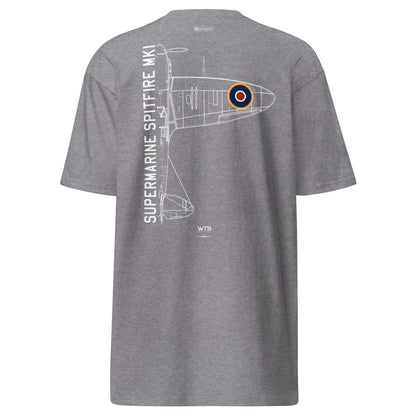 Supermarine Spitfire Mk1 Hand-Drawn Carbon Grey T-Shirt