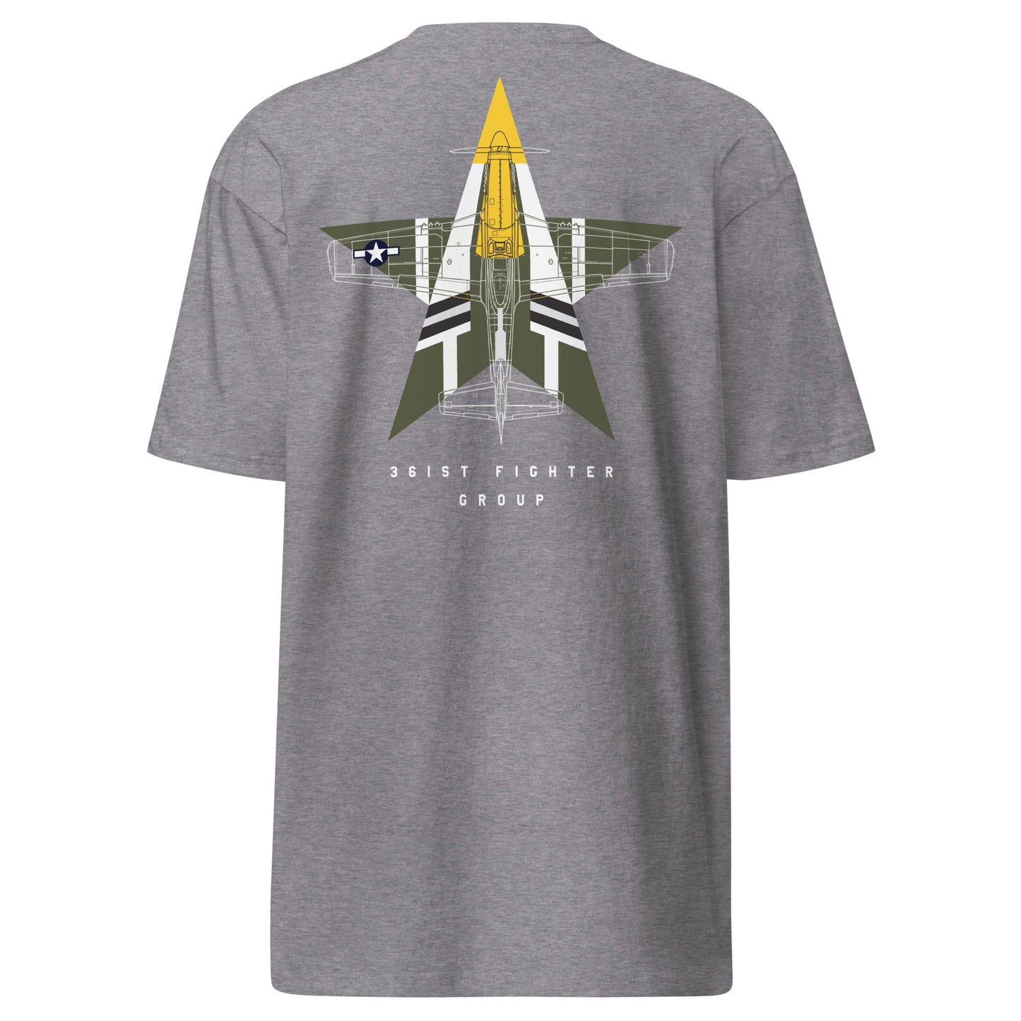 NORTH AMERICAN P-51D MUSTANG - 'FEROCIOUS FRANKIE' — hand-drawn artwork printed on premium T-shirt.