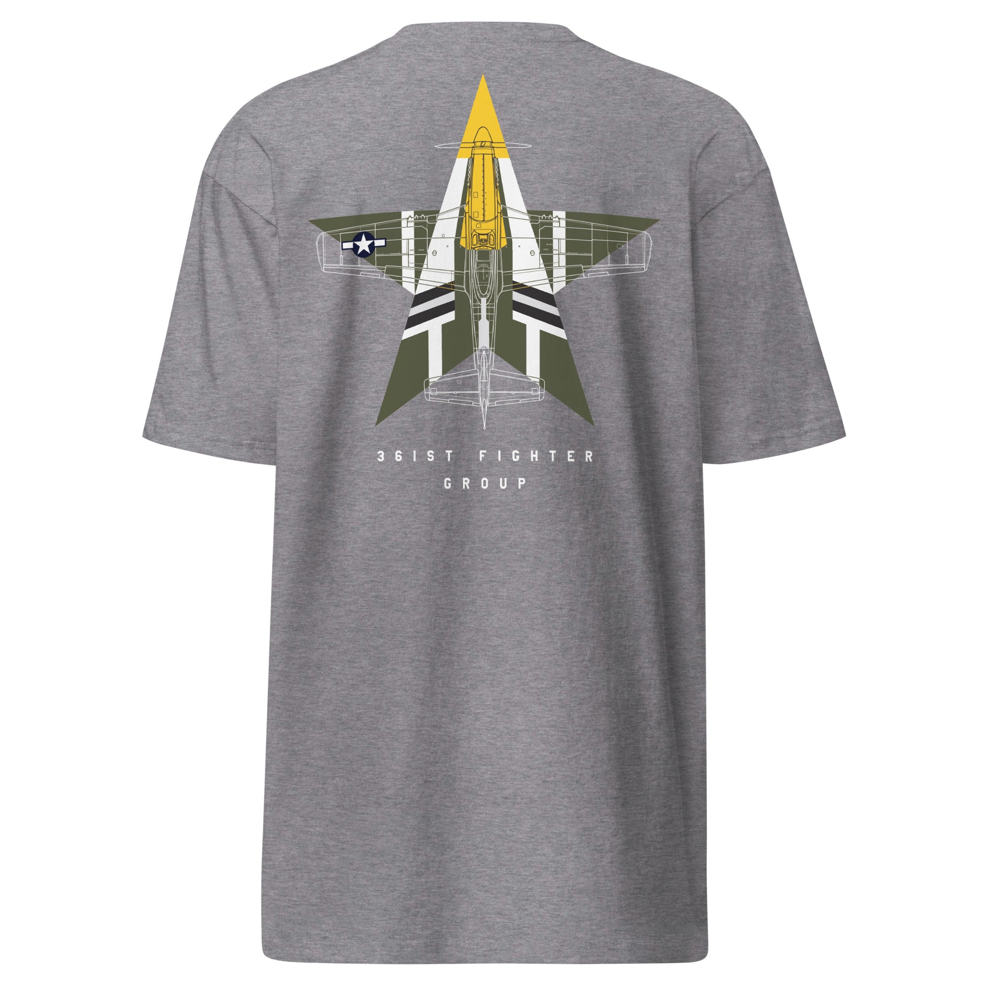 NORTH AMERICAN P-51D MUSTANG - 'FEROCIOUS FRANKIE' — hand-drawn artwork printed on premium T-shirt.