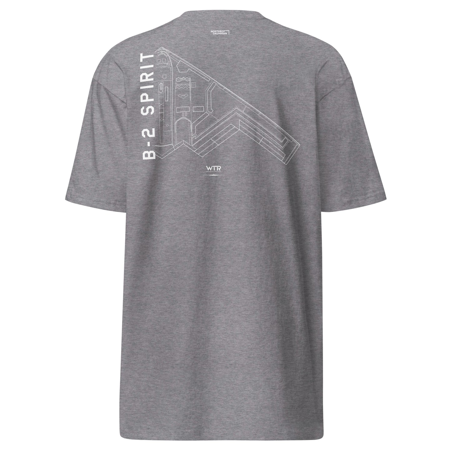 NORTHROP GRUMMAN B-2 SPIRIT — hand-drawn STEALTH BOMBER artwork printed on heavyweight T-shirt.