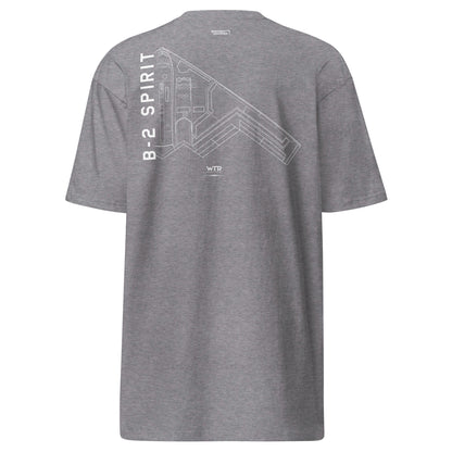 NORTHROP GRUMMAN B-2 SPIRIT — hand-drawn STEALTH BOMBER artwork printed on heavyweight T-shirt.