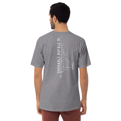 DASSAULT RAFALE M (MARINE NATIONALE) - CARRIER FIGHTER — hand-drawn HEAVYWEIGHT T-SHIRT. artwork.; RAF