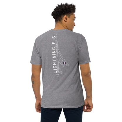 ENGLISH ELECTRIC LIGHTNING F.6 — hand-drawn interceptor artwork printed on heavyweight T-shirt.