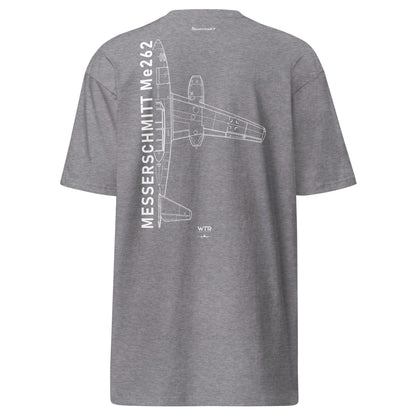 MESSERSCHMITT ME-262 JET FIGHTER — hand-drawn schematic artwork printed on heavyweight T-shirt.