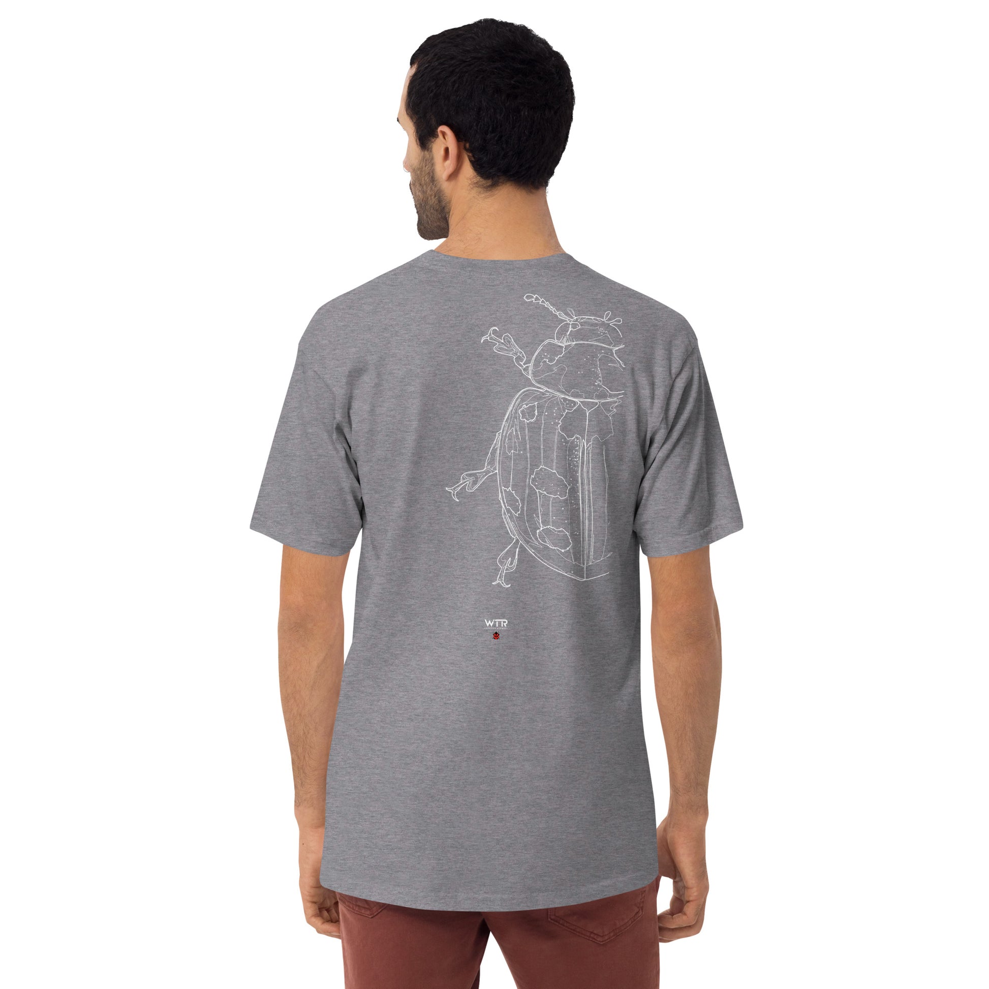 Hand-drawn schematic of the COCCINELLA SEPTEMPUNCTATA LADYBIRD printed on a heavyweight T-shirt.