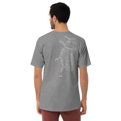 Hand-drawn schematic of the COCCINELLA SEPTEMPUNCTATA LADYBIRD printed on a heavyweight T-shirt.