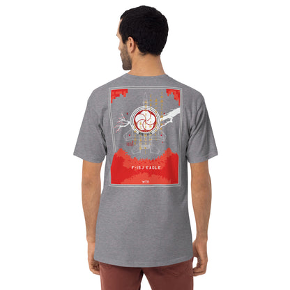 Hand-drawn schematic of the MITSUBISHI F-15J 305TH TACTICAL FIGHTER SQUADRON 40 YEARS printed on a heavyweight T-shirt.