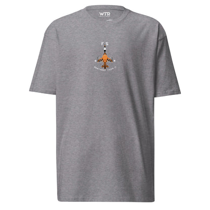 Hand-drawn technical schematic of the Northrop F-5E Tiger II Cold War fighter jet printed on a premium t-shirt.