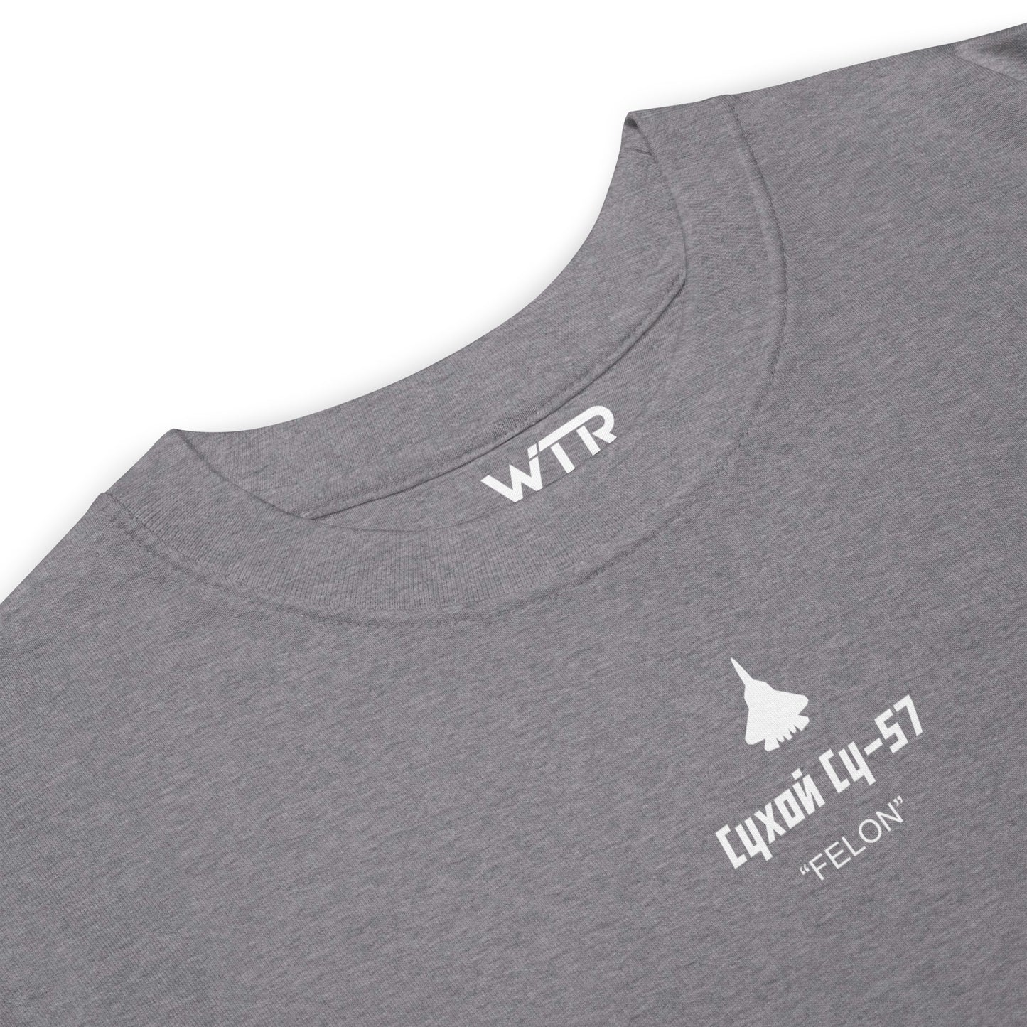 Sukhoi Su-57 T-50 Felon Camouflage Study– Hand-drawn Heavyweight Carbon Grey T-shirt.