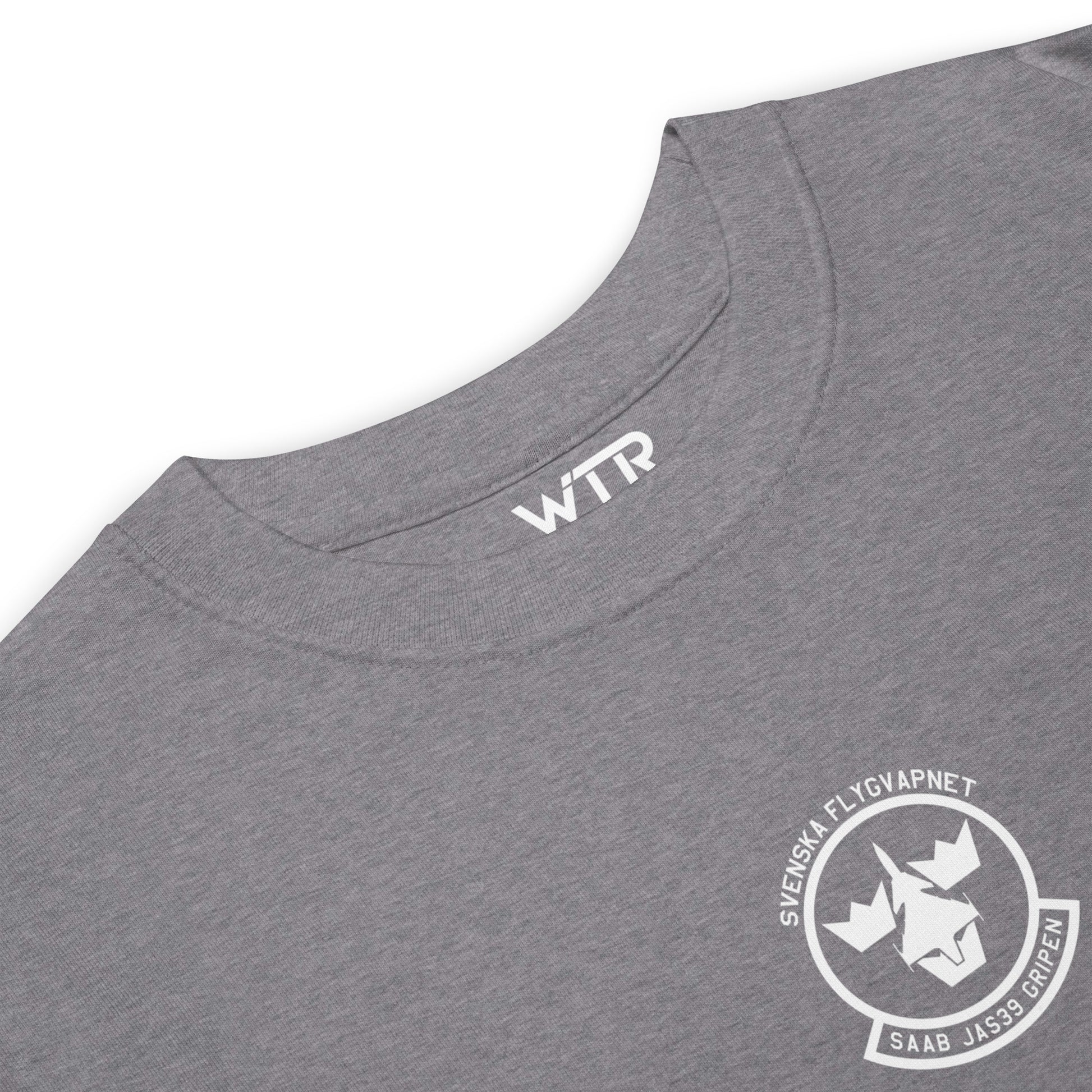 SAAB JAS 39 GRIPEN — hand-drawn multirole FIGHTER artwork printed on heavyweight T-shirt.