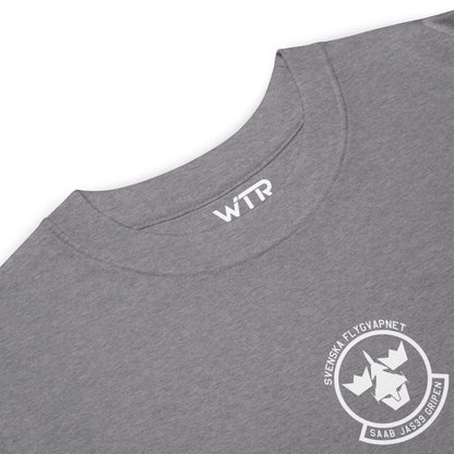 SAAB JAS 39 GRIPEN — hand-drawn multirole FIGHTER artwork printed on heavyweight T-shirt.